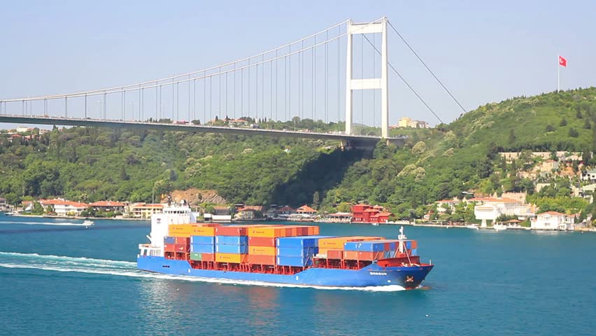 ISTANBUL - JUL 5: Container Ship MONSUN (IMO: 9388417, Antigua Barbuda) on July