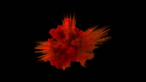 Colored middle size smoke explosion with trails. Smoke density - normal. Separated on pure black background, contains alpha channel.