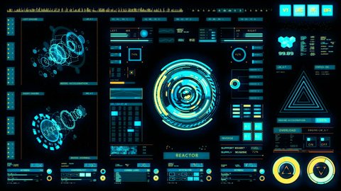 Futuristic interface/Digital screen/Ultra detailed abstract digital background. Blinking and switching indicators and statuses showing work of command center,processing big data, machine deep learning