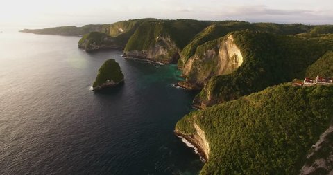 The coast of the ocean and the coast of the island from a bird's eye view
