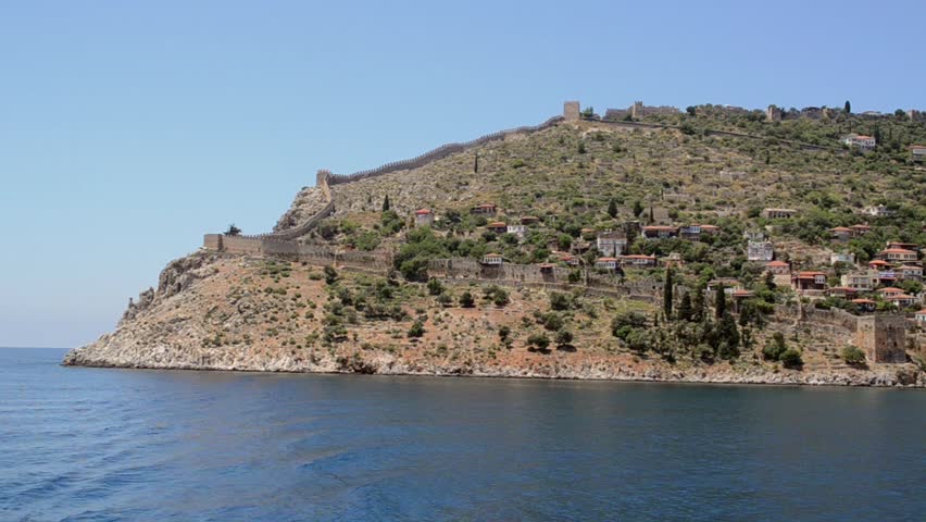 Landscape of Alanya, Turkey. The old fort and sea