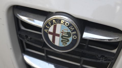 Milan, Italy - July 22, 2017: Alfa Romeo car logo. Milan