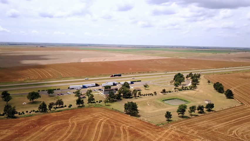 Aerial view of agricultural fields of Kansas.