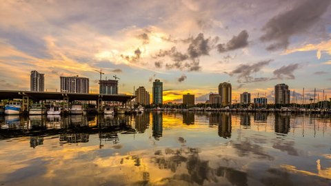 St. Petersburg, Florida, USA skyline time lapse.