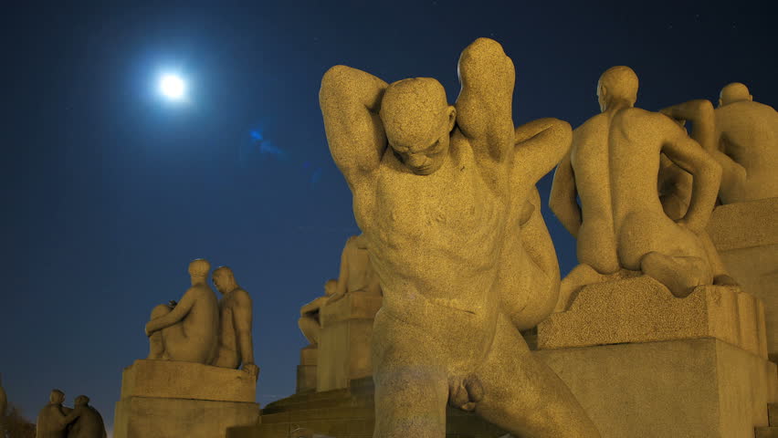 Night timelapse sculpture park moon waxing gibbous
