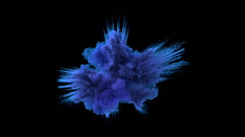 Colored middle size smoke explosion with trails. Smoke density - normal. Separated on pure black background, contains alpha channel.