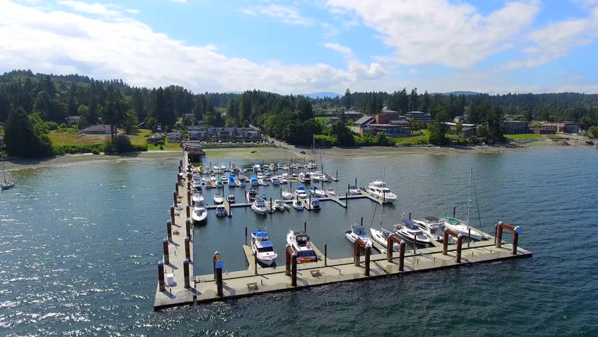 Peaceful seaside marina in Duncan Vancouver Island B.C. Canada w/DJI Phantom4 4K.