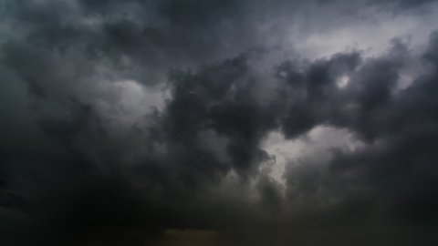 Beautiful summer day storm cloud timelapse. Dramatic thunderstorm cloudscape with large, building clouds, natural rainy dark sky, perfect for digital cinema composition background.