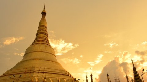 YANGON, MYANMAR - OCTOBER 24: Time lapse of Shwedagon Pagoda Yangon on October 24, 2012 in Yangon, Myanmar
