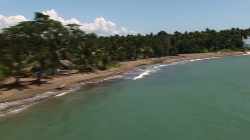 Flying over a tropical beach in the Philippines