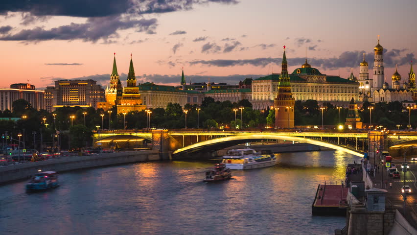 Moscow is situated on the. Time lapse Moscow River.