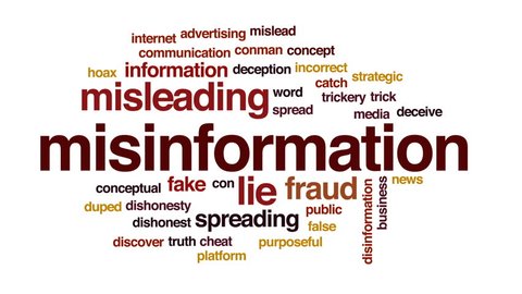 Misinformation animated word cloud, text design animation.