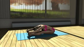 Seated Forward Bend Yoga Pose in Yoga studio 3D Animation - Powered by Shutterstock - Get 15% off with code: PIKWIZARD15