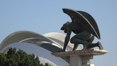 A mythical gryphon statue near the city of Valencia  Spain
