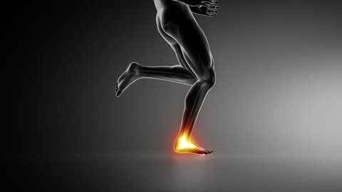 Running man with ankle joint detail lateral view