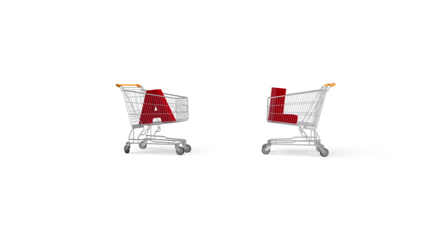 Animated Shopping Carts Forming Sale Stock Footage Video (100% Royalty