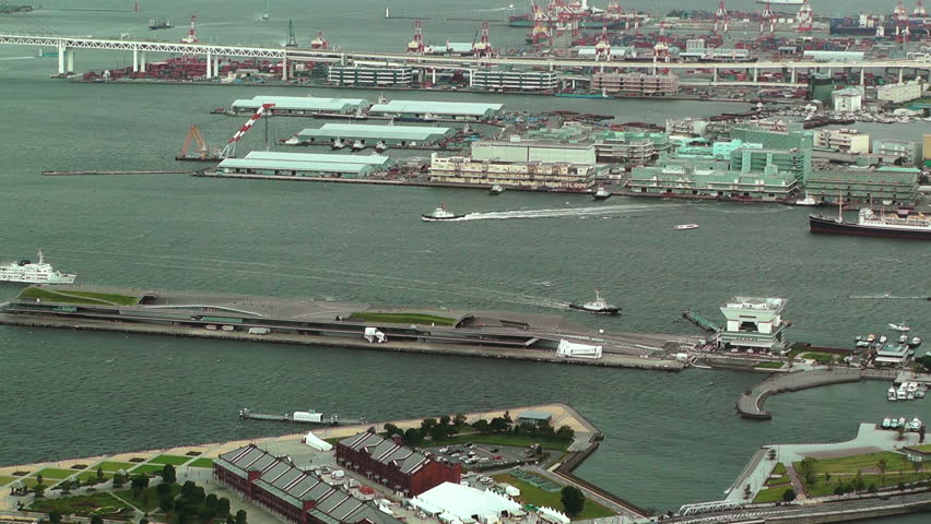 Yokohama Port Aerial Japan from the Minatomirai district