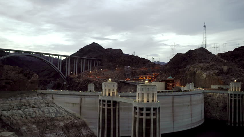 Shot of Hoover Dam at the evening