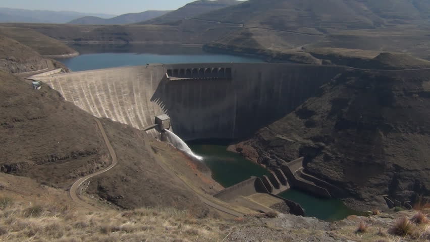 A wide shot the Katse Dam in Lesotho. 