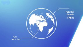 Planet Earth Rotating With Info graphic Vector Animation in Blue & White. 
growth ,cost reduction ,fade out slide. 
Rotation globe of Earth from hand drawn style. 
Infographics digital vfx. - Powered by Shutterstock - Get 15% off with code: PIKWIZARD15