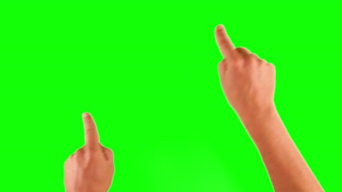 Set of hand gestures, showing the uses of computer touchscreen, tablet, trackpad or ipad. Full HD with green screen. modern technology, 1080p, 1920x1080
