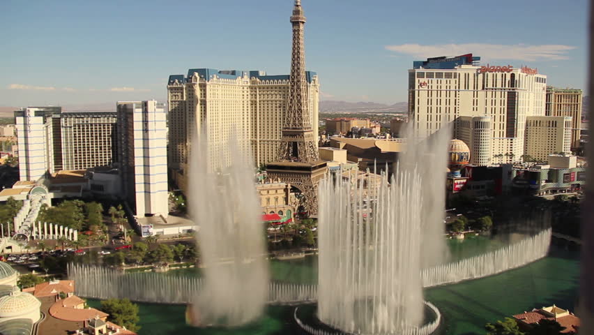 LAS VEGAS, NEVADA - October, 2012: Time lapse shot of the fountains at Bellagio,