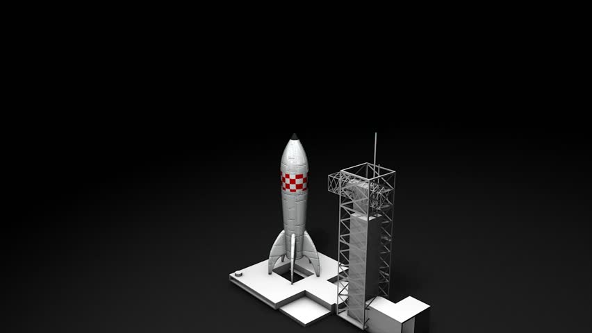 3d animation, rocket blast off.