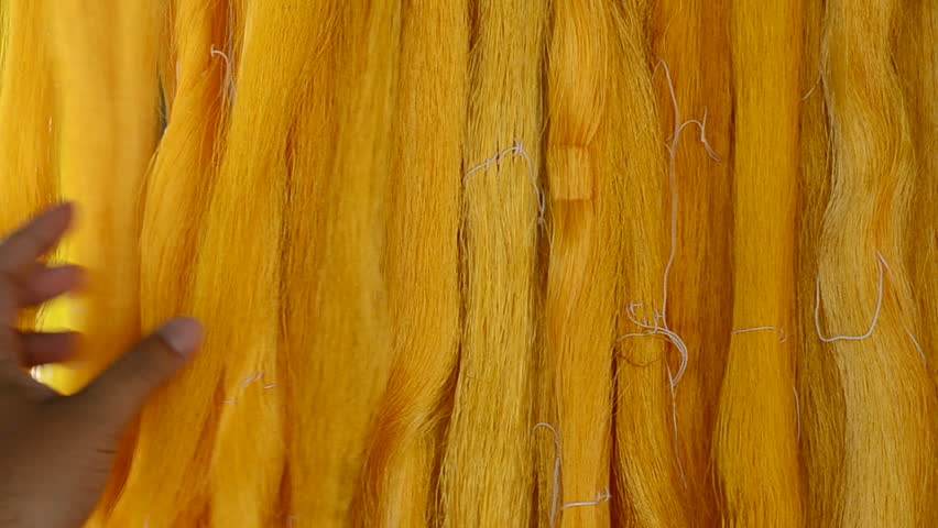 Close Up short for Drying of pure silk with wind