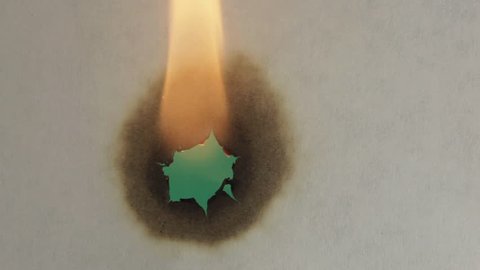 Burning paper. The paper was a fire burning. Green screen.
