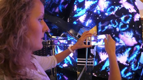 Woman Taking Pictures Of Illumination With Smartphone. 4K