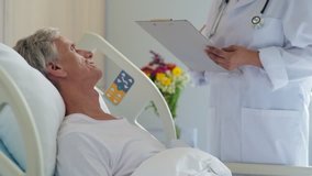 Positive aged man staying in a hospital