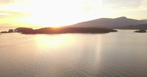 A sunset aerial view of Bowen Island British Columbia Canada
