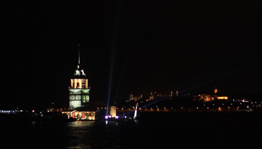 Celebrations in Istanbul, Salacak, Maidens Tower.  Seamless loop
