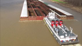 Tug And Barges On Mississippi Near Vicksburg