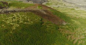 Drone video of Iceland nature landscape - West Iceland famous snaefellsjokull volcano mountain on Snaefellsnes peninsula.