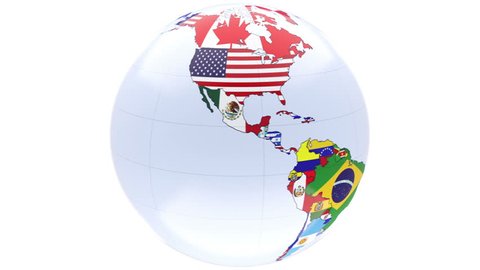 Globe on wite with all country flags