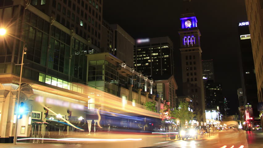 This is a time lapse shot of downtown Denver's 16 st mall. Right in the heart of