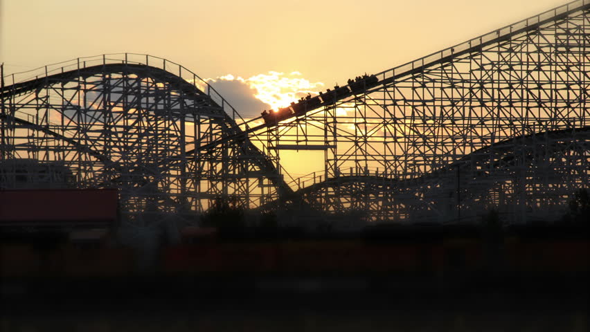 Roller coaster sunset time lapse