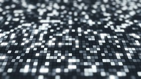 Animation background slow motion glowing of mosaic tiles. Moving technologies squares with shine light. Animation of seamless loop. - Powered by Shutterstock - Get 15% off with code: PIKWIZARD15