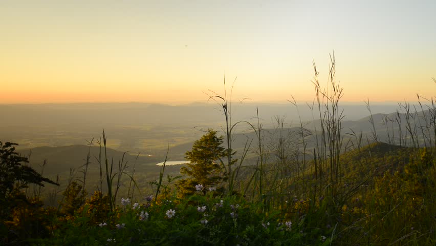 Glorious golden evening sunset if Shenandoah national park
