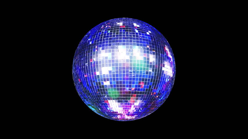 3D Disco Mirror Ball spinning and reflecting real club colorful lights and lasers . 
