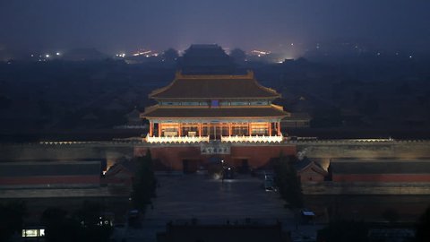 Center Beijing, China, Air Pollution, Smog, Gate to Forbidden City, Aerial View