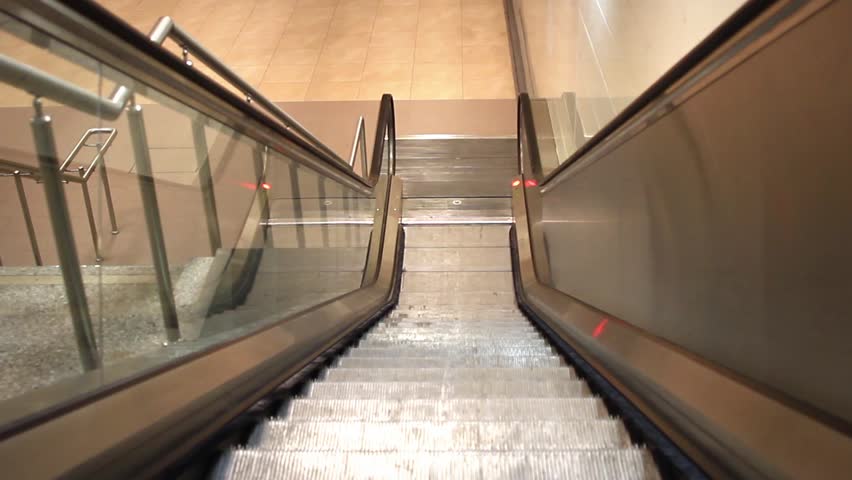Escalator of the subway station in Istanbul. Descending escalators and stairs
