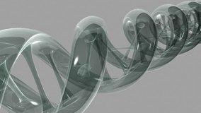 DNA 010: Gray transparent animated DNA strand turns (Loop).