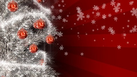 silver christmas tree on red background