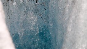 HD video of a small stream of water running over glacial ice, Iceland. HD video