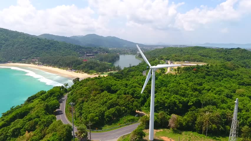 Wind mill with deep blue sea  | Shutterstock HD Video #29723647