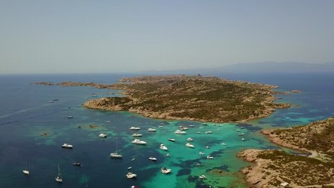 Aerial view of  Razzoli island, Santa Maria island and Budelli island, Maddalena archipelago. Sardinia
