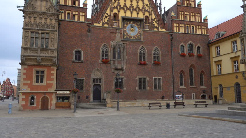 view of main square Rynek of polish city Wroslaw
