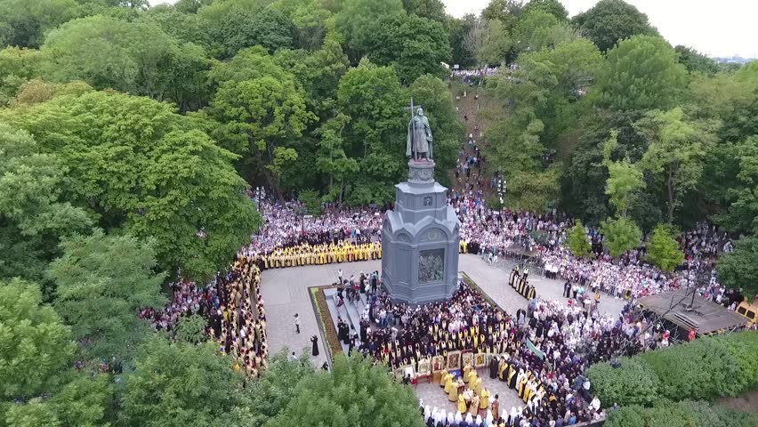 Religious procession in the center of Kiev. Anniversary of the baptism of Kievan Rus. 07.27.2017